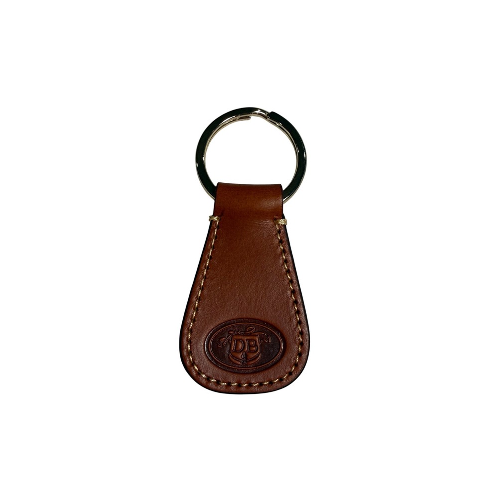 Dooney & Bourke Keychain Unisex OS Brown Excellent Leather DB Logo Fob